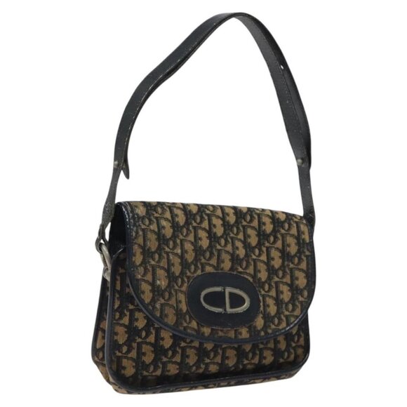 Christian Dior Trotter Canvas Shoulder Bag Navy Auth - Picture 1 of 16